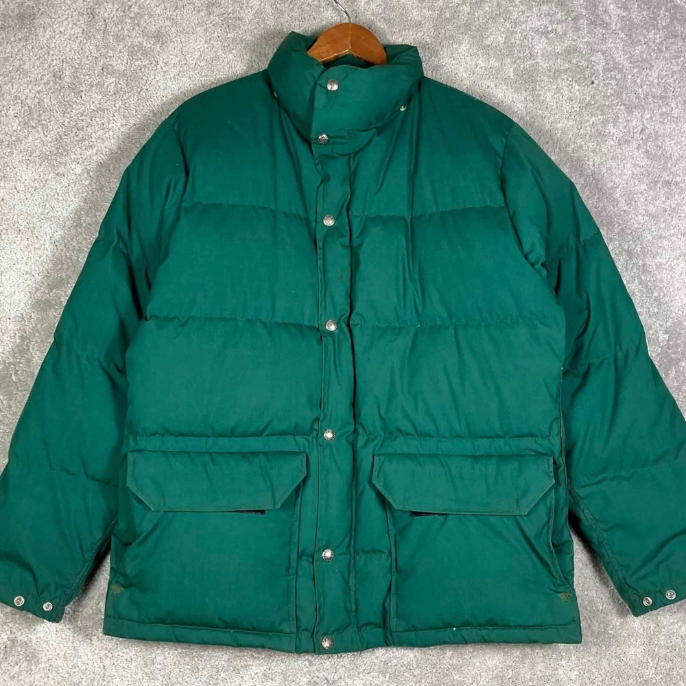 Vintage The North Face Goose Down Jacket Mens M Green Made in USA Talon Zipper